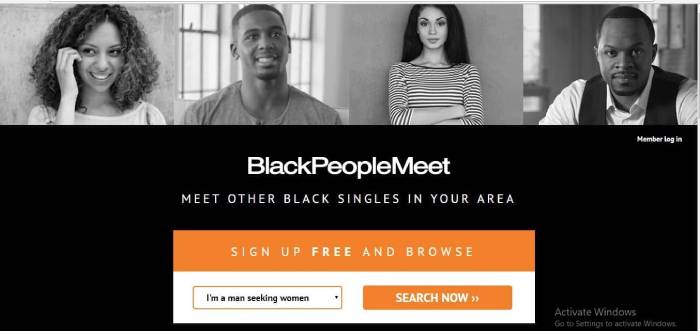 BlackPeopleMeet main page